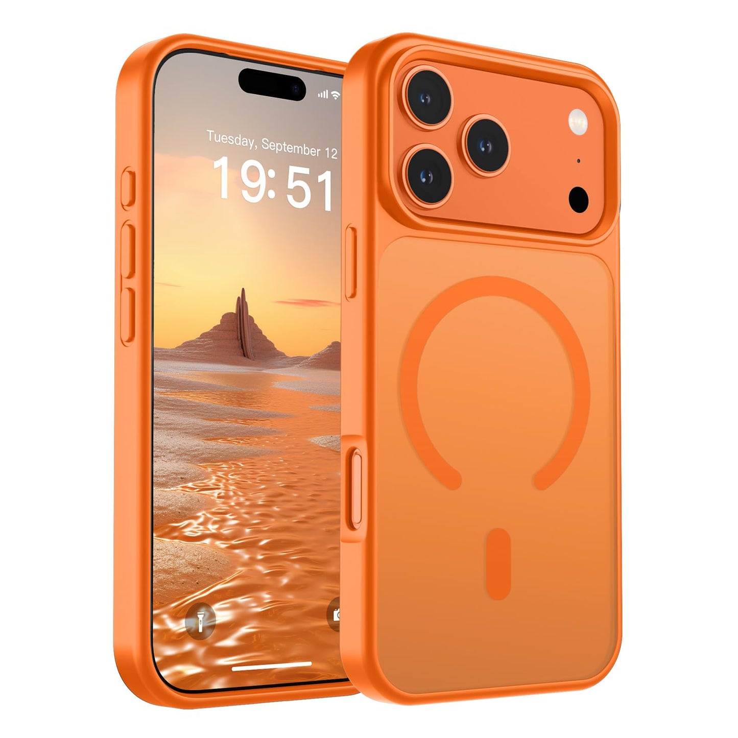 Magnetic for iPhone 14 Case & iPhone 13 Case (Compatible with MagSafe)(Military Grade Drop Protection) Translucent Matte Shockproof Phone Cover,Black