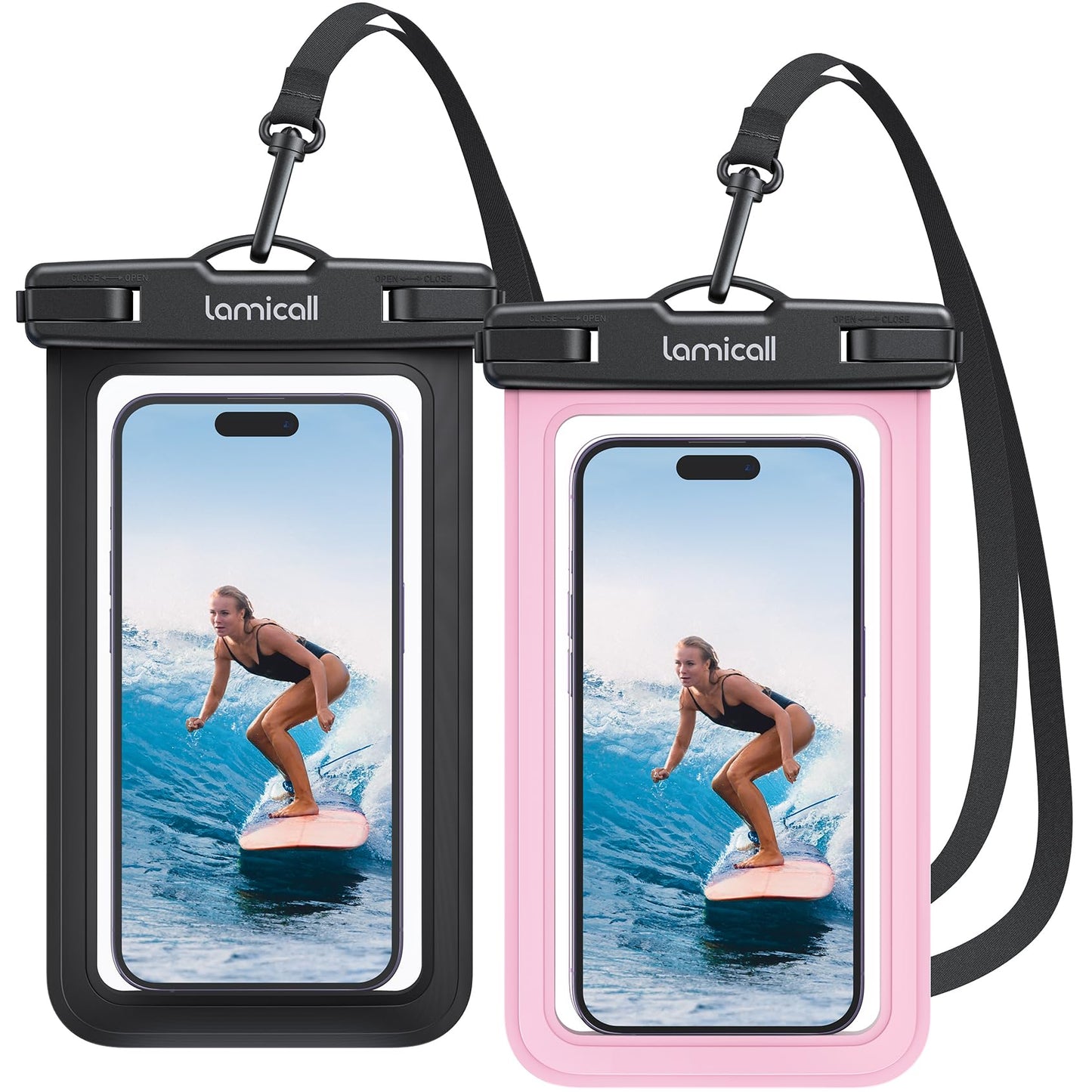 Waterproof Phone Pouch Case - [2 Pack] IPX8 Beach & Cruise Essentials, Touch Screen, Easy Lock, Cell Phone Dry Bag for iPhone 17 16 15 14 13 12 11 Pro Max Plus, Galaxy S25, fit 7" with Case
