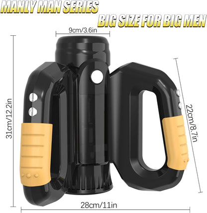 Automatic Male Masturbator Sex Toys for Men - Electric Adult Sex Machine with 10 Thrusting & Rotating Modes, Hands Free Stroker with Double Side Handle with Phone Holder Pocket Pussy Sleeves for Men