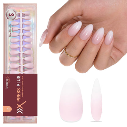 Beetles French Tips Press On Nails: 150 Pcs Pink Short Square Press On Nails Fake Nail Tips, Reusable Acrylic Gel Nail False Nails Art DIY Gifts For Women
