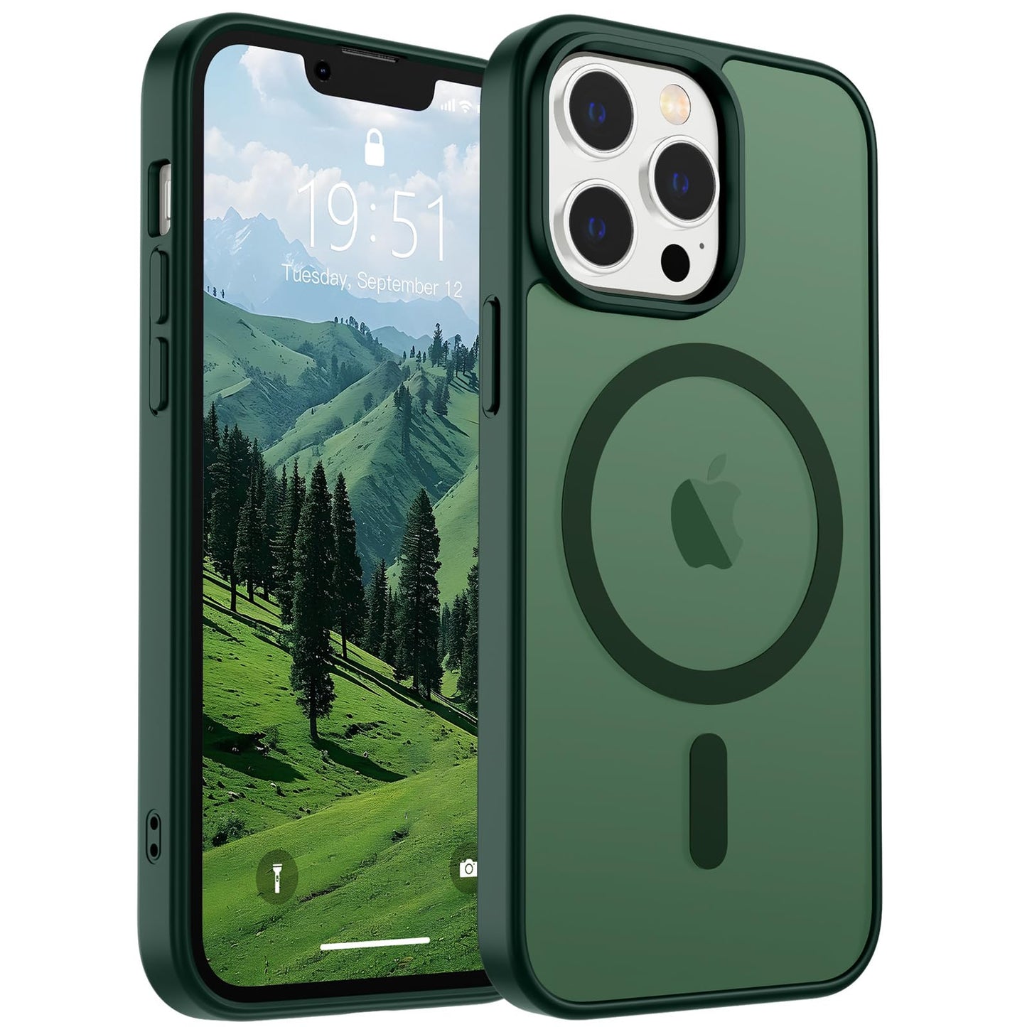 Magnetic for iPhone 14 Case & iPhone 13 Case (Compatible with MagSafe)(Military Grade Drop Protection) Translucent Matte Shockproof Phone Cover,Black
