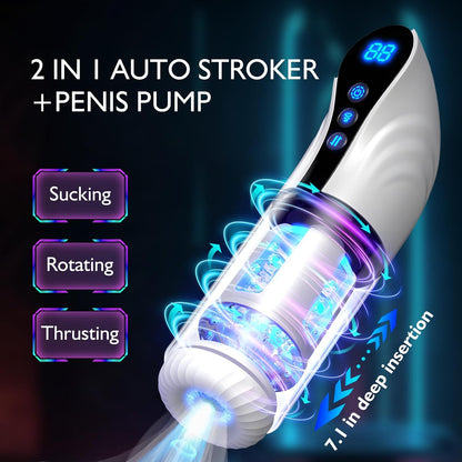 Electric Blowjob Penis Massager Sucker Sex Toy - Automatic Male Masturbator with 9 Modes Sucking Thrusting & Rotating for Men’s Pleasure, Milking Machine Cock Shower Stroker Masturbation Cup Dick Pump