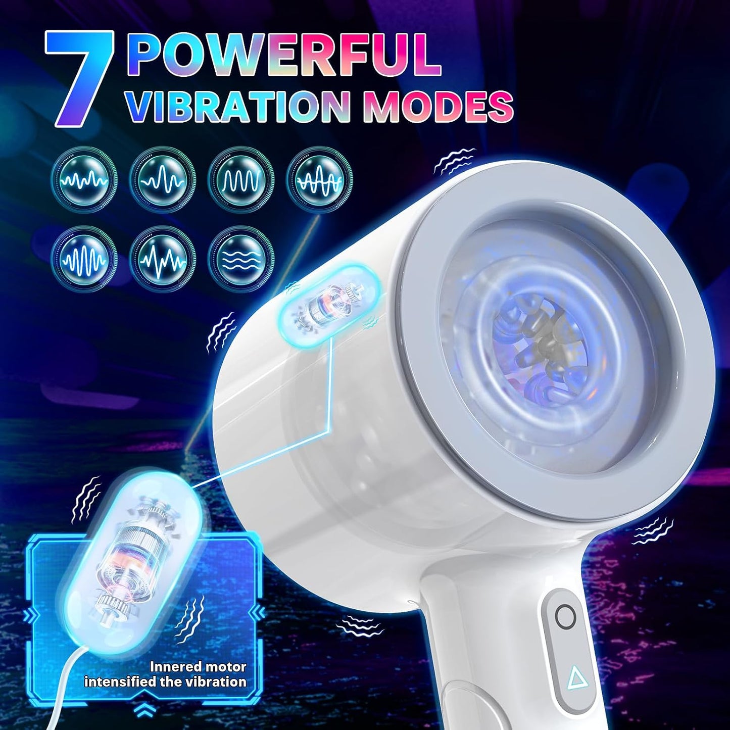 Automatic Male Masturbator, Stroking Male Masturbators Cup with 7 Powerful Thrusting & Vibrating Modes, Blowjob Machine Pocket Pussy for Men, Dual Open-Ended Penis Massager Sex Toys for Men