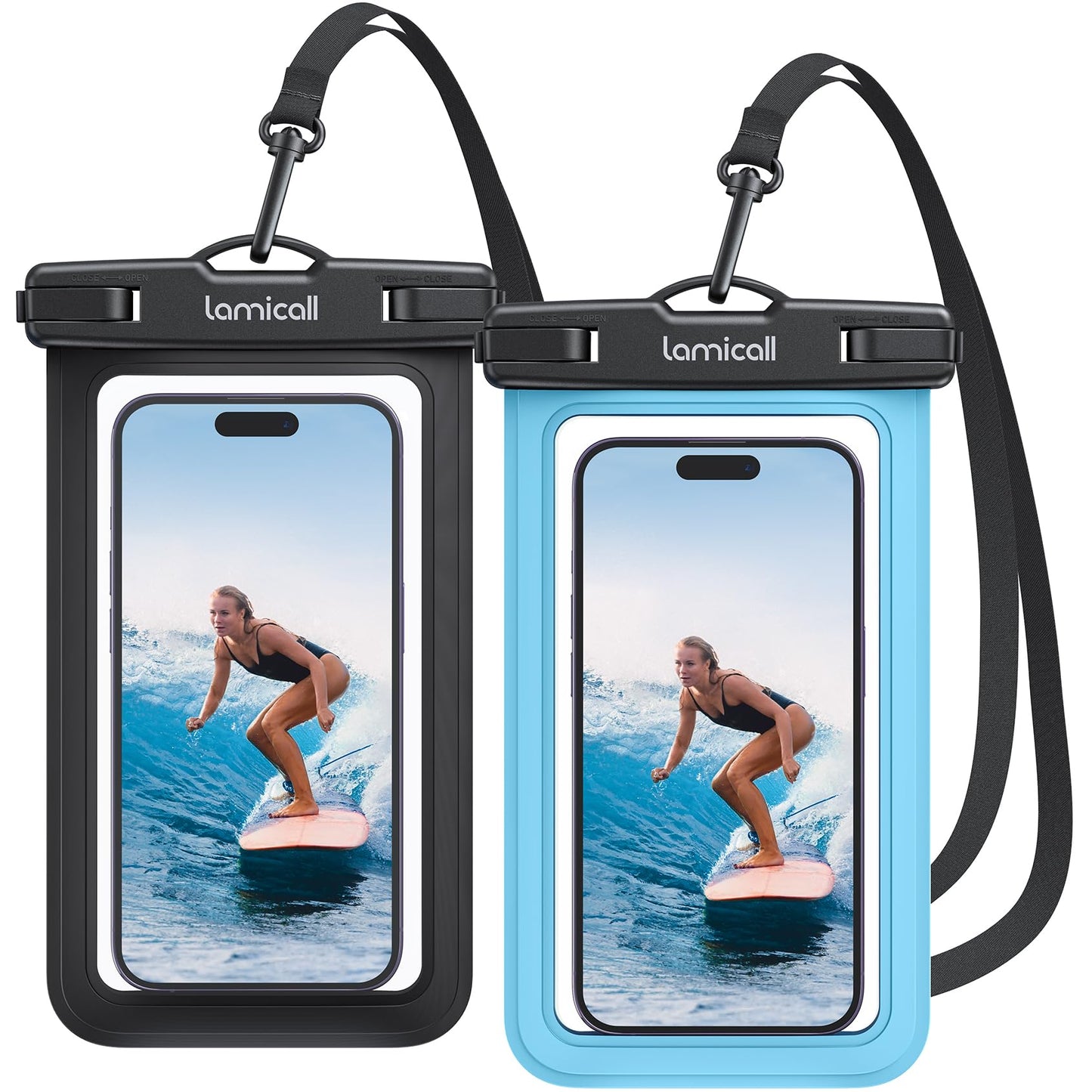 Waterproof Phone Pouch Case - [2 Pack] IPX8 Beach & Cruise Essentials, Touch Screen, Easy Lock, Cell Phone Dry Bag for iPhone 17 16 15 14 13 12 11 Pro Max Plus, Galaxy S25, fit 7" with Case
