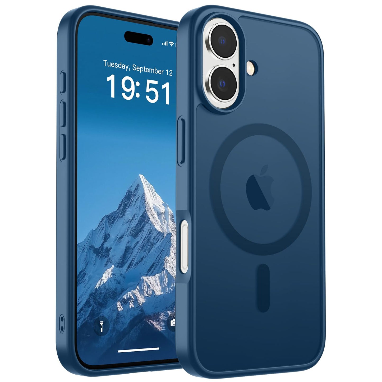 Magnetic for iPhone 14 Case & iPhone 13 Case (Compatible with MagSafe)(Military Grade Drop Protection) Translucent Matte Shockproof Phone Cover,Black