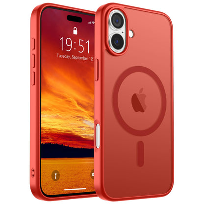 Magnetic for iPhone 14 Case & iPhone 13 Case (Compatible with MagSafe)(Military Grade Drop Protection) Translucent Matte Shockproof Phone Cover,Black