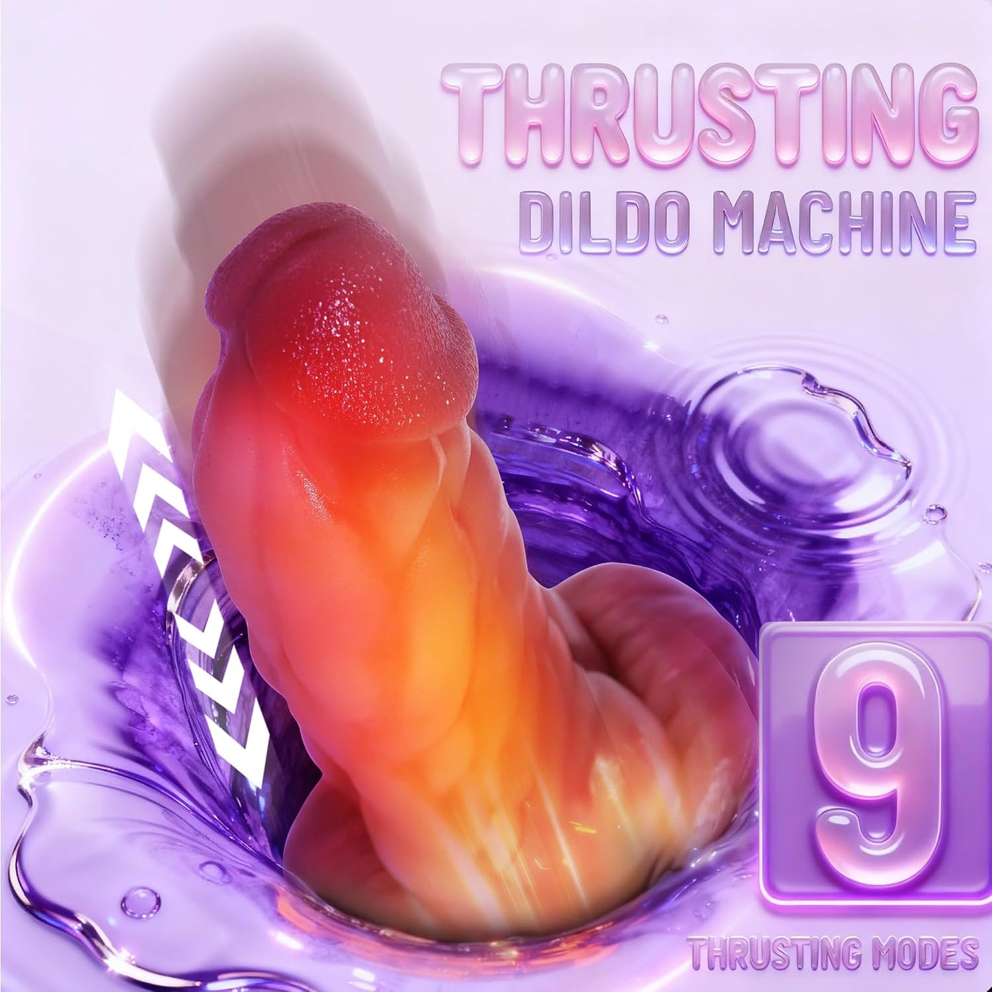 Thrusting Dildo Vibrator Sex Machine Adult Sex Toy,Muscle-Bound Realistic Dildos with 9 Wiggling Thrusting & 9 Vibrating Modes,Heating Huge Dildo with Suction Cup for Vagina Anal Sex Stimulation
