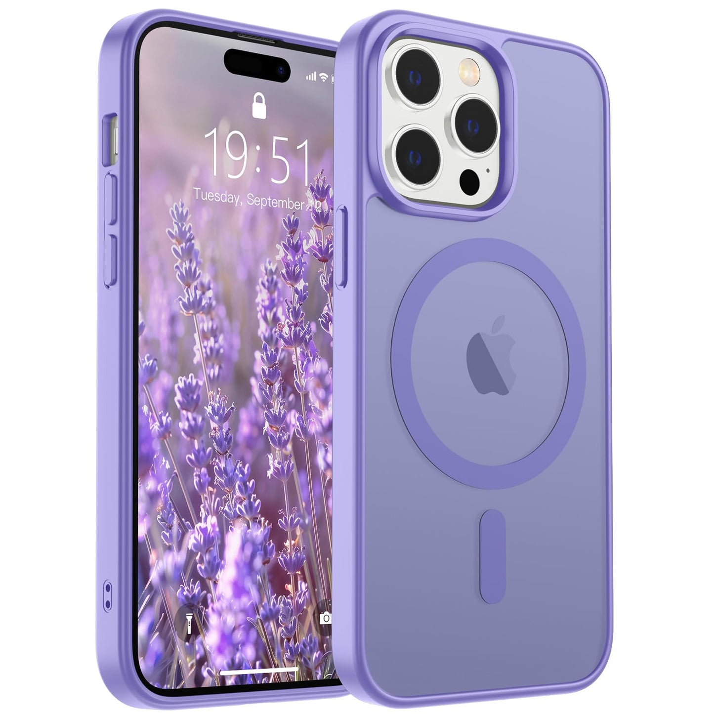 Magnetic for iPhone 14 Case & iPhone 13 Case (Compatible with MagSafe)(Military Grade Drop Protection) Translucent Matte Shockproof Phone Cover,Black