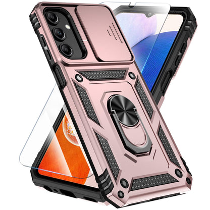 Phone Case Compatible with Samsung Galaxy A16 5G Case with HD Screen Protector & Slide Camera Cover & Kickstand, [Military-Grade] Phone Case for Samsung A16 (Red)