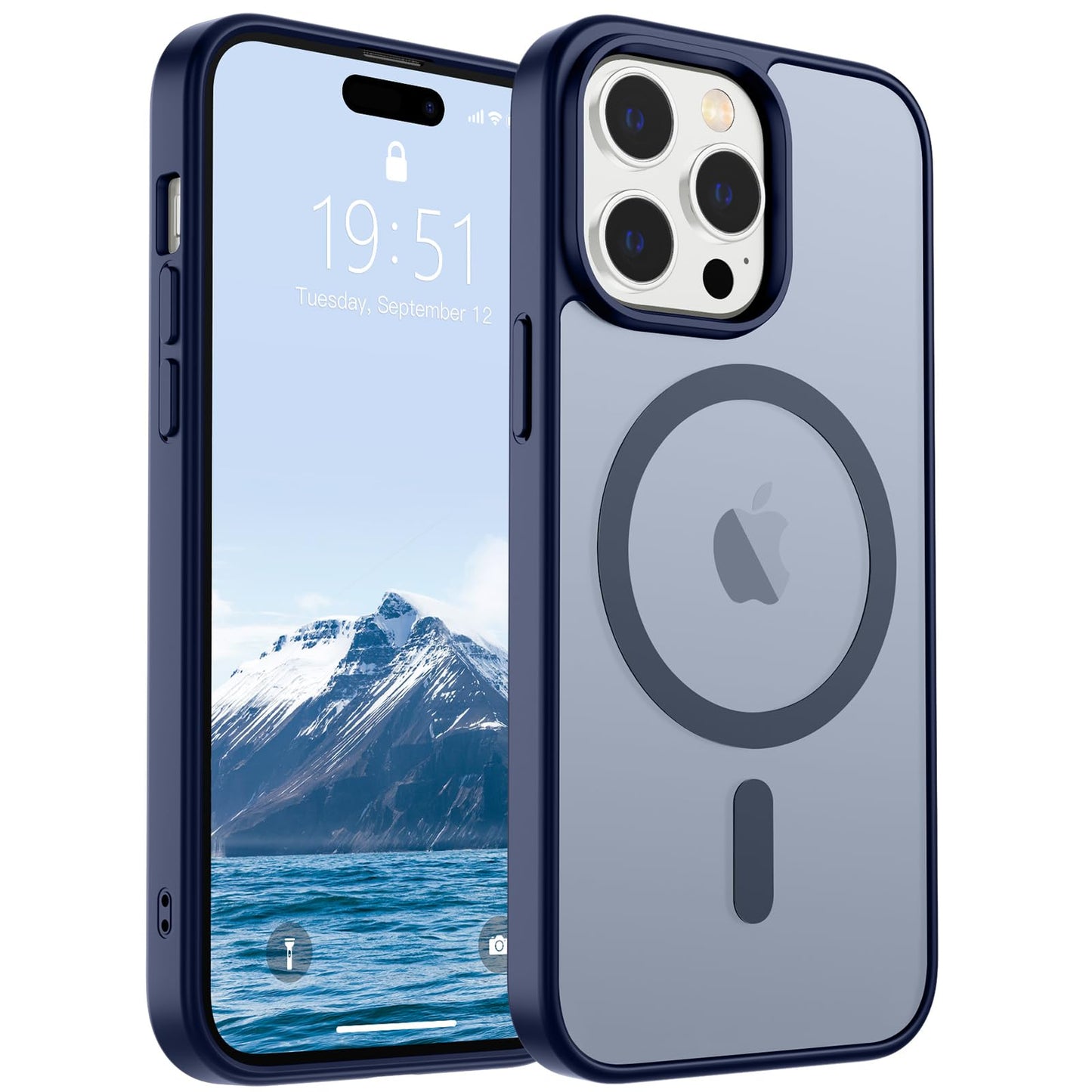 Magnetic for iPhone 14 Case & iPhone 13 Case (Compatible with MagSafe)(Military Grade Drop Protection) Translucent Matte Shockproof Phone Cover,Black