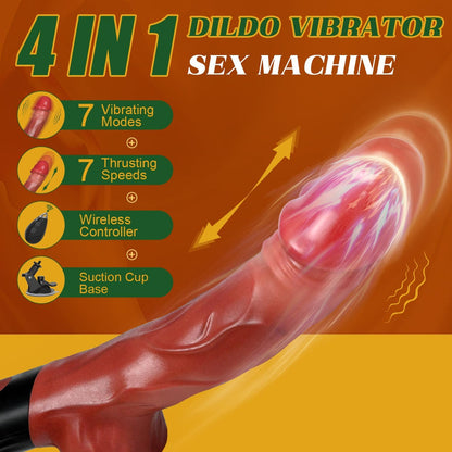 Thrusting Dildo Vibrator Sex Toys, 9.8" Realistic Dildos Sex Machine with 7 Thrusting & 7 Vibration Modes, Remote Control Vibrating Dildo Sex Toys for Women Couple G-spot Stimulation