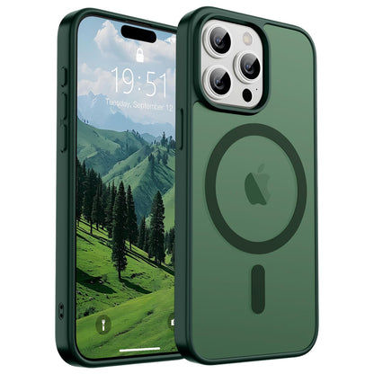Magnetic for iPhone 14 Case & iPhone 13 Case (Compatible with MagSafe)(Military Grade Drop Protection) Translucent Matte Shockproof Phone Cover,Black