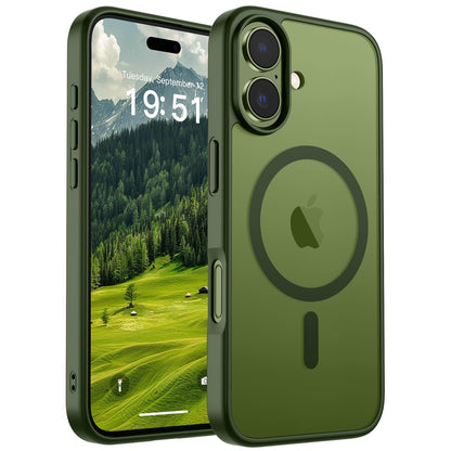 Magnetic for iPhone 14 Case & iPhone 13 Case (Compatible with MagSafe)(Military Grade Drop Protection) Translucent Matte Shockproof Phone Cover,Black