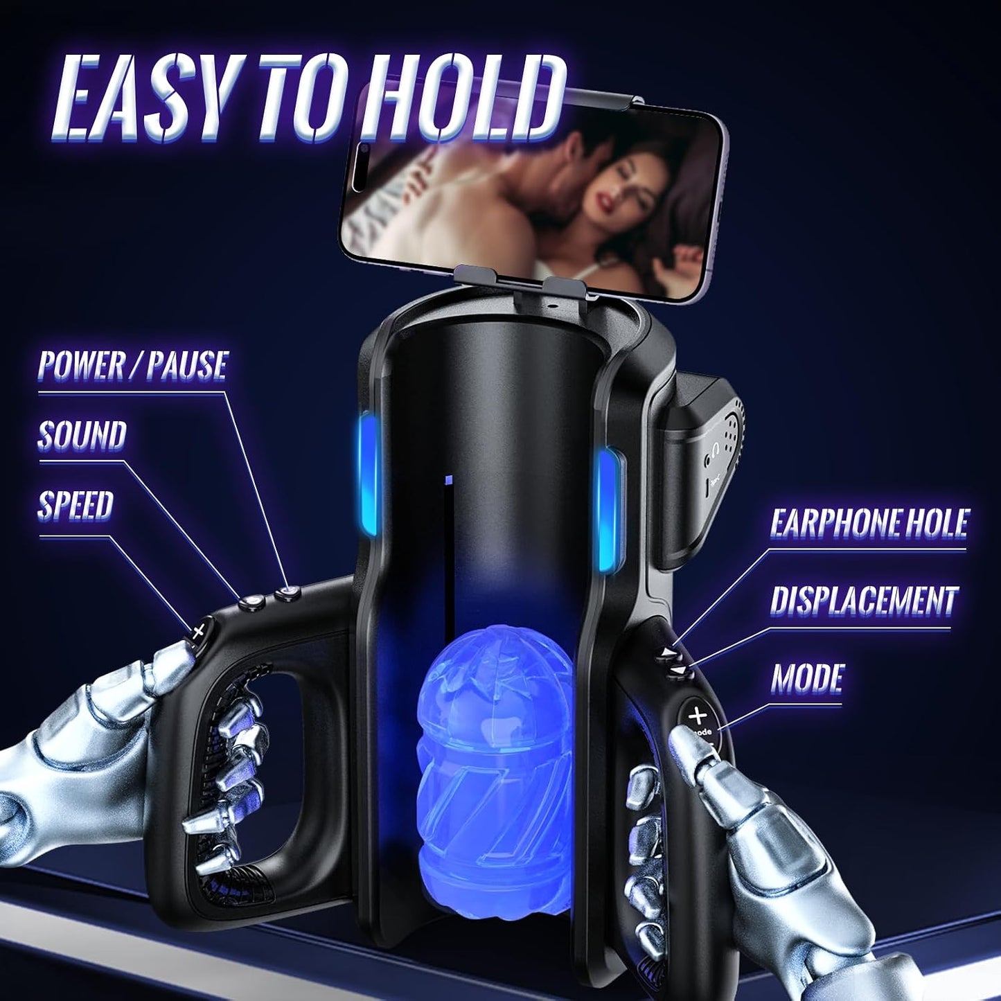 Leten King Pro Sex Toy Automatic Male Masturbator - Men Electric Adult Sex Machine with 12times/s Thrusting, Hand Free Penis Training Stroker with Phone Holder and 2 Soft Silicone Pocket Pussy