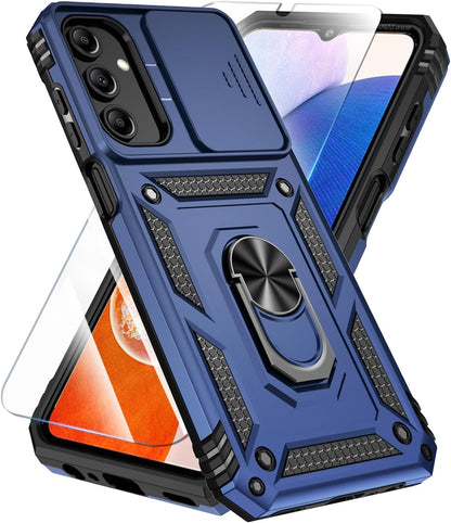 Phone Case Compatible with Samsung Galaxy A16 5G Case with HD Screen Protector & Slide Camera Cover & Kickstand, [Military-Grade] Phone Case for Samsung A16 (Red)