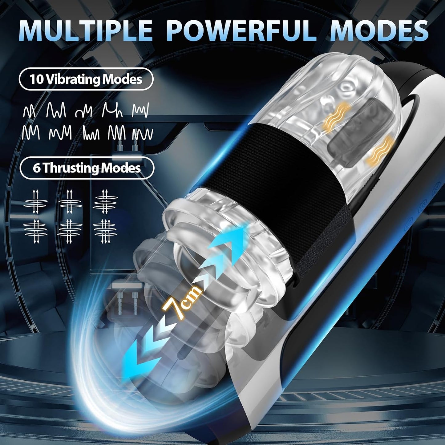 Automatic Penis Pump Male Sex Toys for Men Automatic Male Masturbator,Male Sex Toys with 6 Types of Piston Modes 5 Speed Changes + 10 Vibrating Hands Free Pocket Pussy Male Stroker with 3D