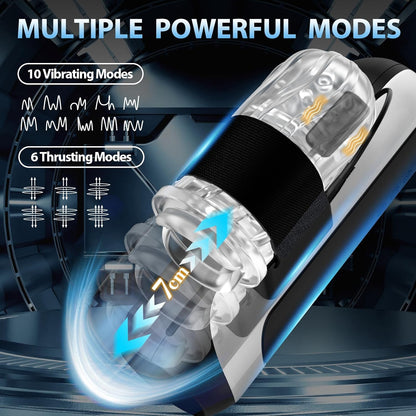Automatic Penis Pump Male Sex Toys for Men Automatic Male Masturbator,Male Sex Toys with 6 Types of Piston Modes 5 Speed Changes + 10 Vibrating Hands Free Pocket Pussy Male Stroker with 3D