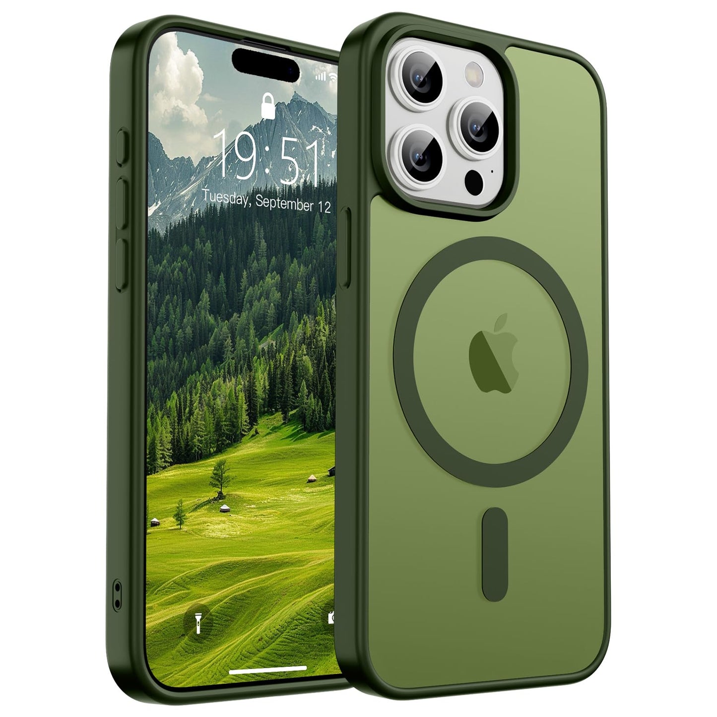 Magnetic for iPhone 14 Case & iPhone 13 Case (Compatible with MagSafe)(Military Grade Drop Protection) Translucent Matte Shockproof Phone Cover,Black
