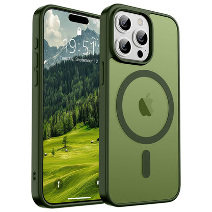 Magnetic for iPhone 14 Case & iPhone 13 Case (Compatible with MagSafe)(Military Grade Drop Protection) Translucent Matte Shockproof Phone Cover,Black