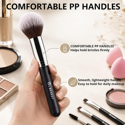BEAKEY Makeup Brushes Set, Professional Foundation Eyeshadow Concealer Blush Powder Bronzer Applicator, 2 Blender Sponge with Beauty Paper Case