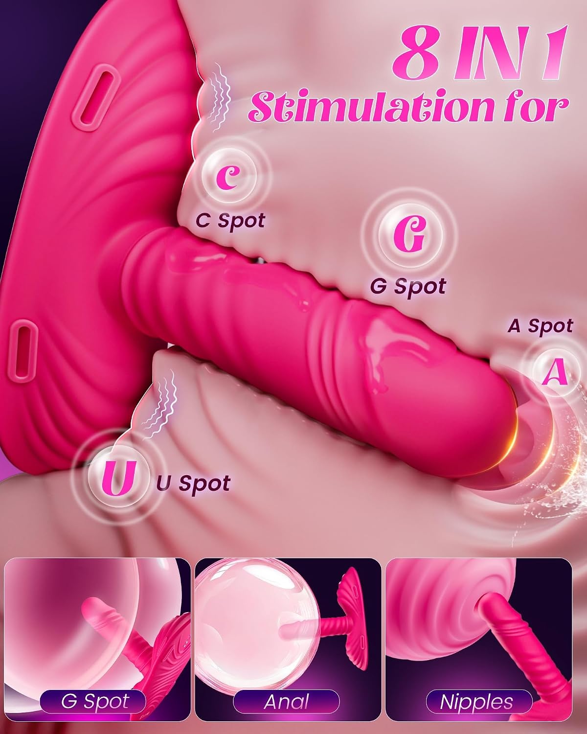 BEISAR Thrusting Dildo Vibrator Riding Grinding Sex Toy, Strap On Dildos with 9 Vibrating 3 Thrusting Adult Sex Toys Women Couple G Spot Clit Anal Finger Vibrators Sex Machine Nipple Jewelry Toys
