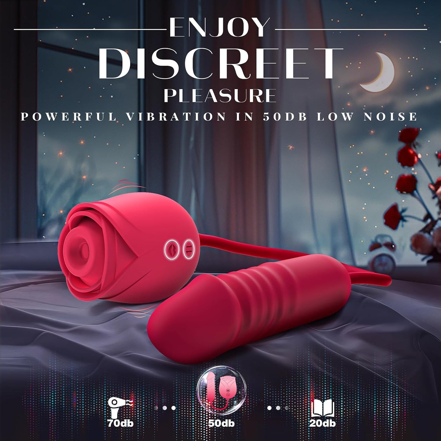 Vibrator Dildo Sex Toys for Women - Rose Sex Toy with Thrusting G Spot Vibrators & 10 Sucking Modes for Clitoral Nipple Stimulation Anal Dildos Adult Sex Toys Games for Couples Sex Machine