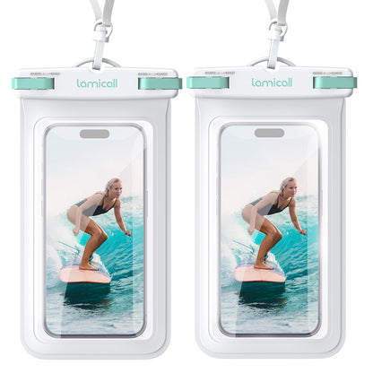 Waterproof Phone Pouch Case - [2 Pack] IPX8 Beach & Cruise Essentials, Touch Screen, Easy Lock, Cell Phone Dry Bag for iPhone 17 16 15 14 13 12 11 Pro Max Plus, Galaxy S25, fit 7" with Case