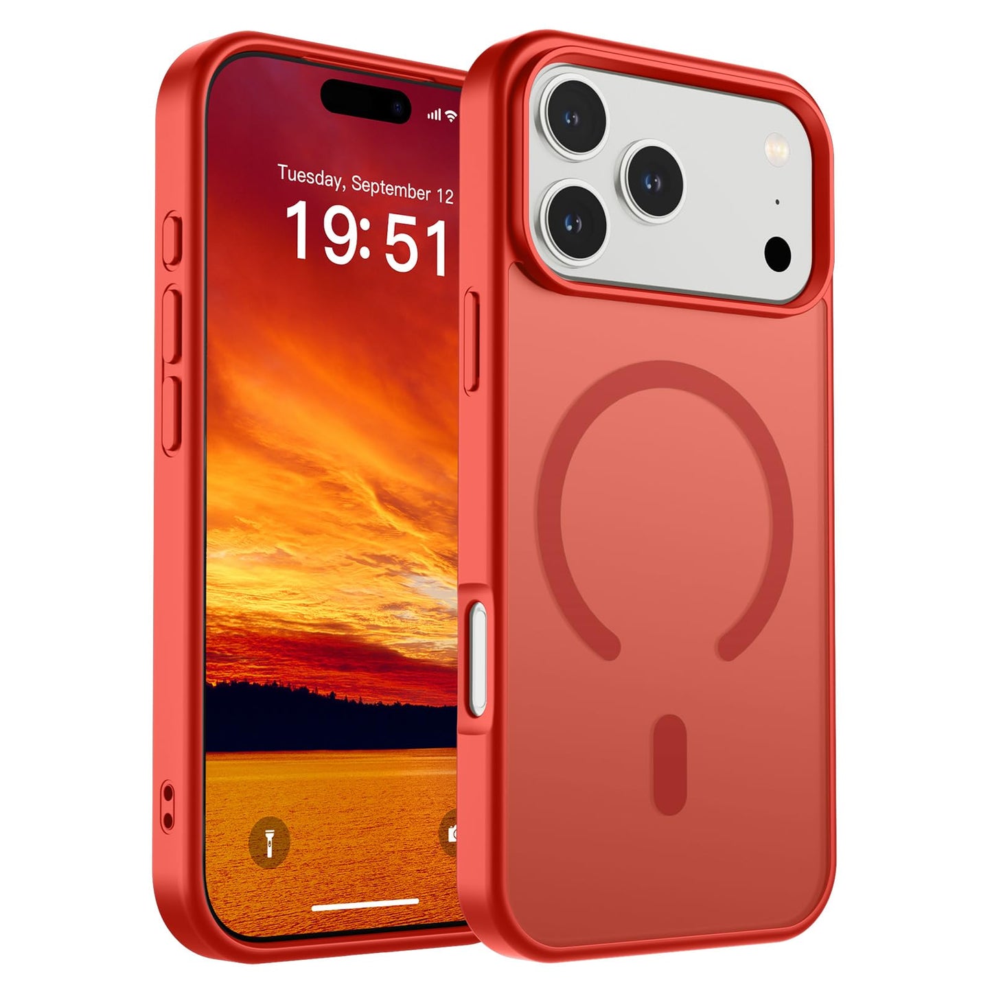 Magnetic for iPhone 14 Case & iPhone 13 Case (Compatible with MagSafe)(Military Grade Drop Protection) Translucent Matte Shockproof Phone Cover,Black