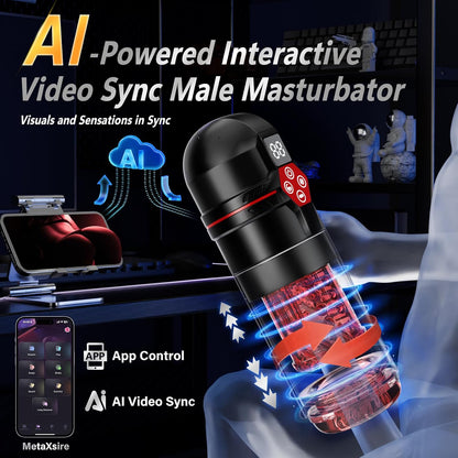 Mrgras Male Masturbator Penis Pump - AI Sync Male Sex Toys for Men with 12 S Vacuum Pump & 7 Thrusting Rotating Vibrating Sucking Licking Adult Toys Mens Sex Toys Pocket Pussy Pumps & Enlargers