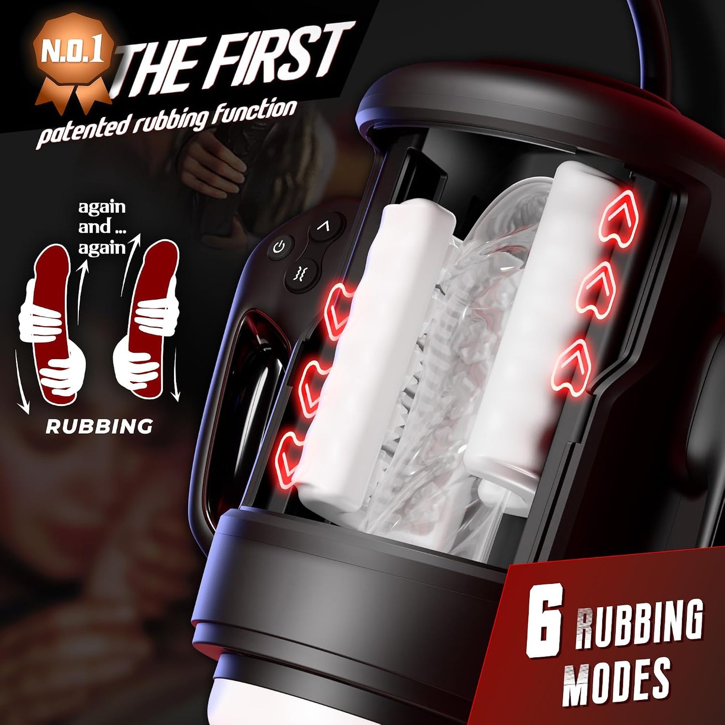 Male Masturbator, 3 in 1 Male Sex Toys for Men with 10 Vibrating & 6 Rubbing Patterns, Adult Toys with 2 Heating Levels, Male Stroker with Phone Holder, Adult Sex Toys for Men