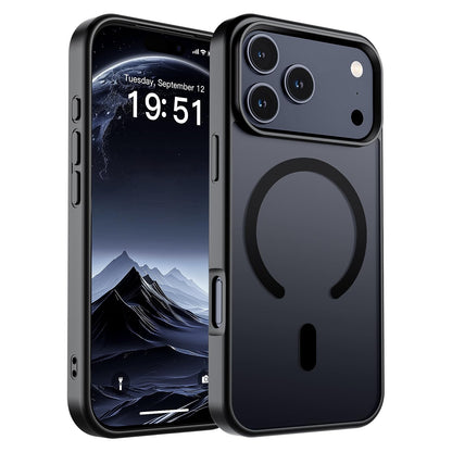 Magnetic for iPhone 14 Case & iPhone 13 Case (Compatible with MagSafe)(Military Grade Drop Protection) Translucent Matte Shockproof Phone Cover,Black