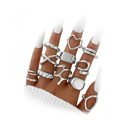 Dodder Gold Stackable Rings Set for Women, Gold Plated Chunky Crystal Finger Midi Stacking Rings, Dainty Statement Thumb Knuckle Rings Pack for Gift, Multiple Sizes Jewelry
