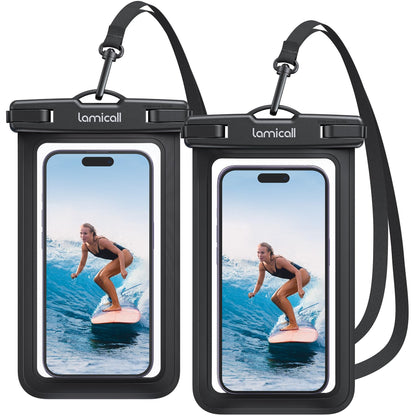 Waterproof Phone Pouch Case - [2 Pack] IPX8 Beach & Cruise Essentials, Touch Screen, Easy Lock, Cell Phone Dry Bag for iPhone 17 16 15 14 13 12 11 Pro Max Plus, Galaxy S25, fit 7" with Case