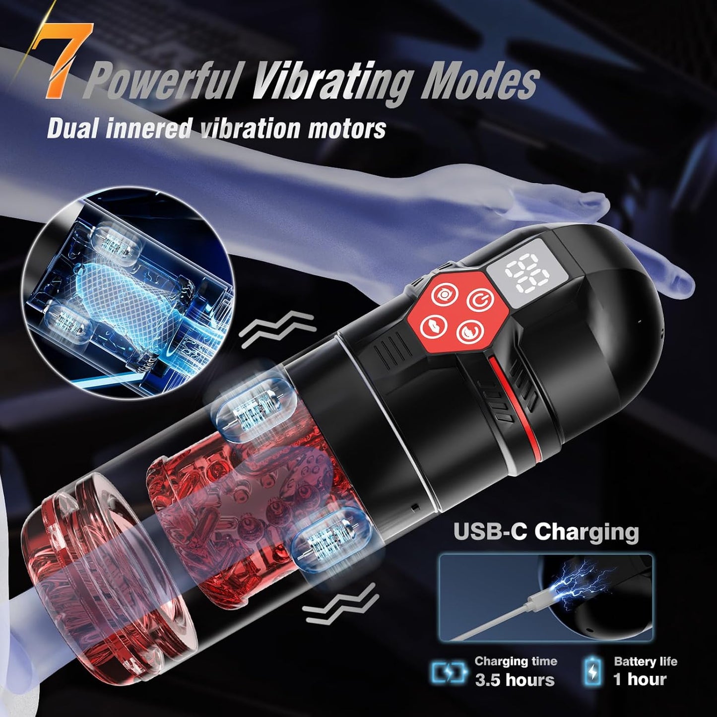 Mrgras Male Masturbator Penis Pump - AI Sync Male Sex Toys for Men with 12 S Vacuum Pump & 7 Thrusting Rotating Vibrating Sucking Licking Adult Toys Mens Sex Toys Pocket Pussy Pumps & Enlargers