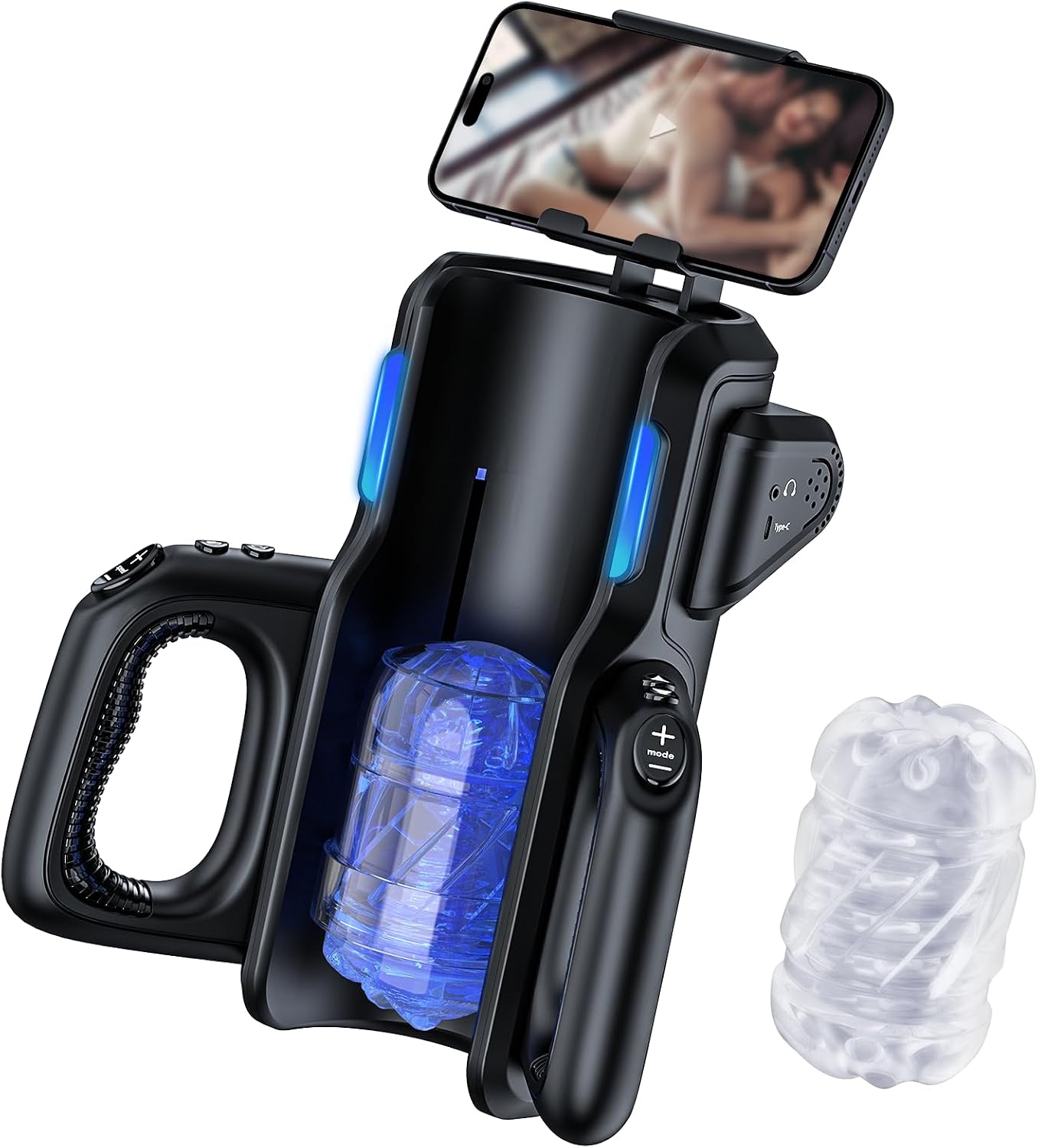 Leten King Pro Sex Toy Automatic Male Masturbator - Men Electric Adult Sex Machine with 12times/s Thrusting, Hand Free Penis Training Stroker with Phone Holder and 2 Soft Silicone Pocket Pussy