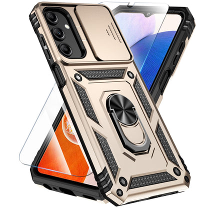 Phone Case Compatible with Samsung Galaxy A16 5G Case with HD Screen Protector & Slide Camera Cover & Kickstand, [Military-Grade] Phone Case for Samsung A16 (Red)