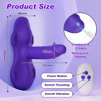 Women Sex Toys Sit and Ride Vibrator - Strap On Thrusting Dildo Riding Vibrators with 12 Thrusting & Vibrating Modes for Women G Spot Clit Stimulation, Female Vibrator Adults Sex Toys & Games