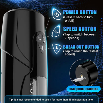 Sex Toys for Men Male Masturbator - Automatic Masturbators Cup with 7 Thrusting &Rotating Modes for Penis Stimulation, Electric Pocket Pussy Stroker, Adult Sex Toy with Suction Base