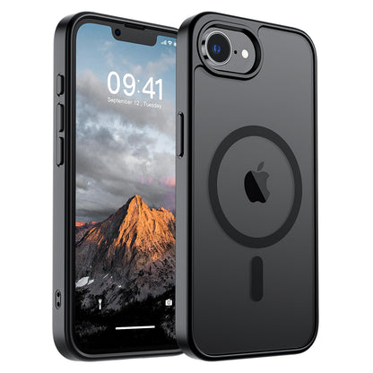 Magnetic for iPhone 14 Case & iPhone 13 Case (Compatible with MagSafe)(Military Grade Drop Protection) Translucent Matte Shockproof Phone Cover,Black