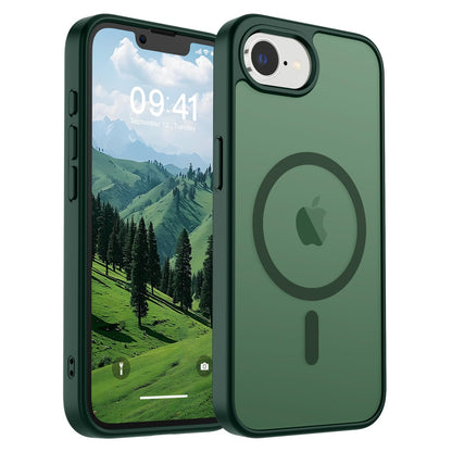 Magnetic for iPhone 14 Case & iPhone 13 Case (Compatible with MagSafe)(Military Grade Drop Protection) Translucent Matte Shockproof Phone Cover,Black