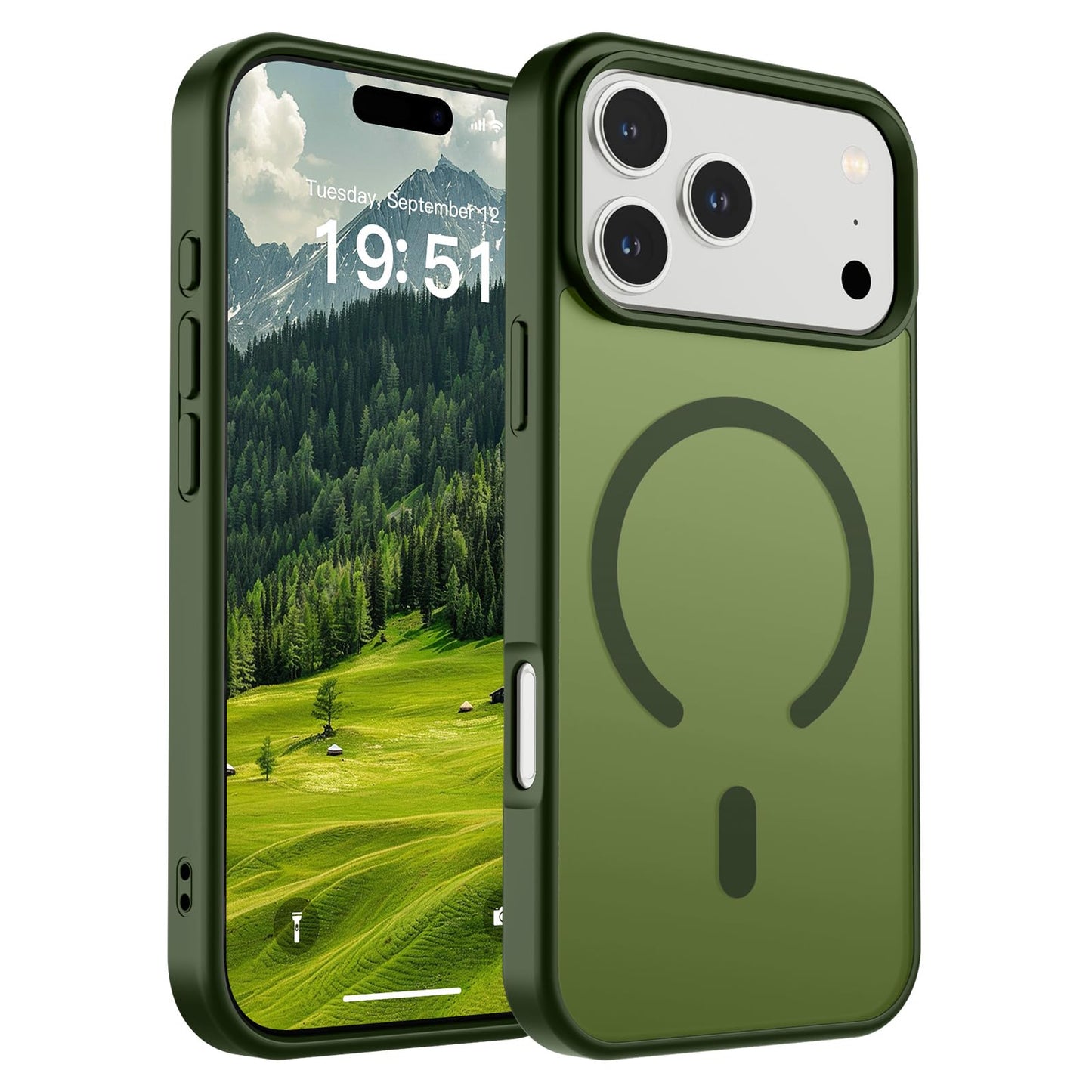 Magnetic for iPhone 14 Case & iPhone 13 Case (Compatible with MagSafe)(Military Grade Drop Protection) Translucent Matte Shockproof Phone Cover,Black