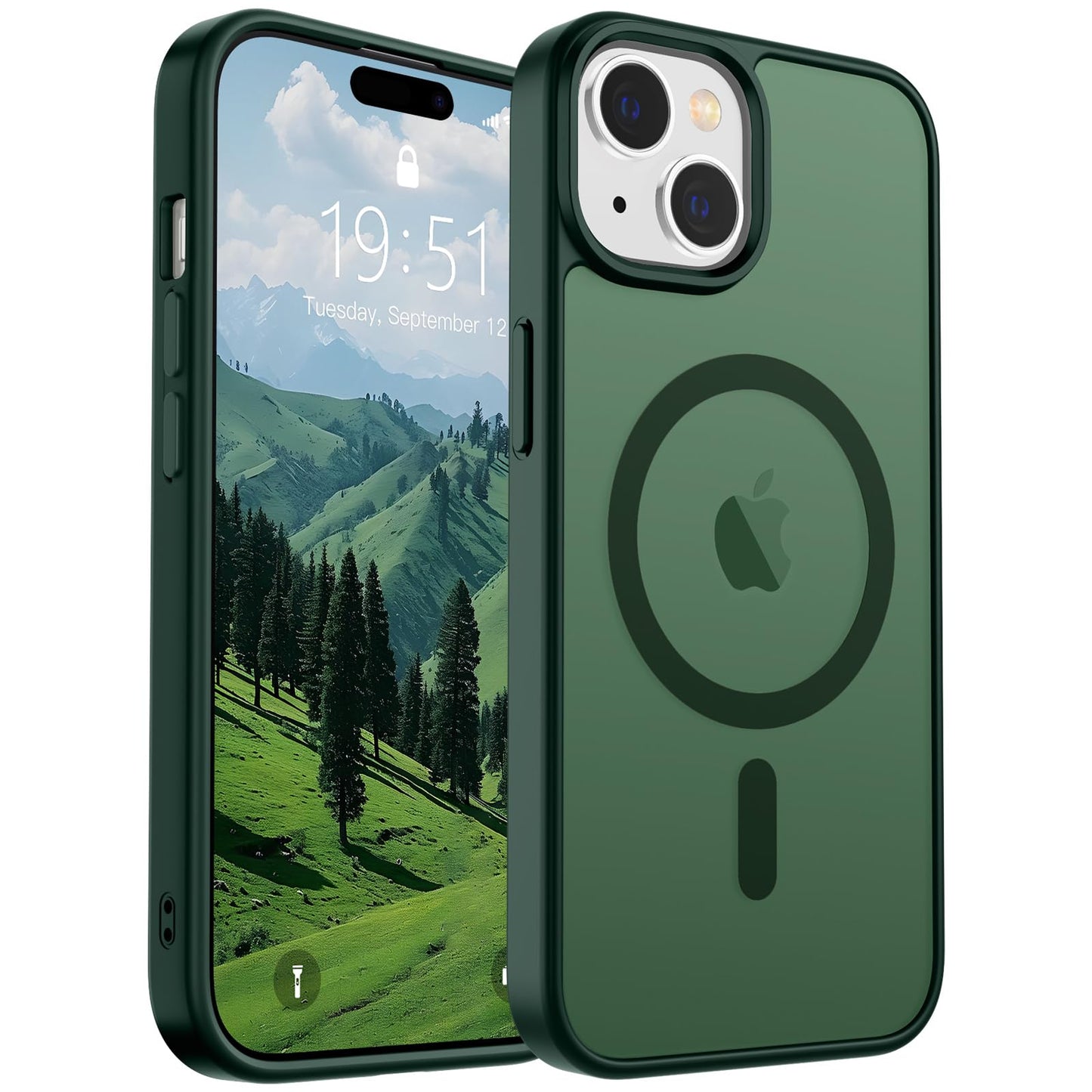Magnetic for iPhone 14 Case & iPhone 13 Case (Compatible with MagSafe)(Military Grade Drop Protection) Translucent Matte Shockproof Phone Cover,Black