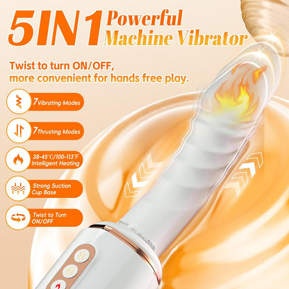 Sex Machine Thrusting Dildo Vibrator Adult Sex Toys for Women Men G Spot Clitoral Anal Play, Dildo Machine Rotatable Switch 7 Vibrating Thrust Modes Smart Heating Big Suction Cup Anal Toys for Couple