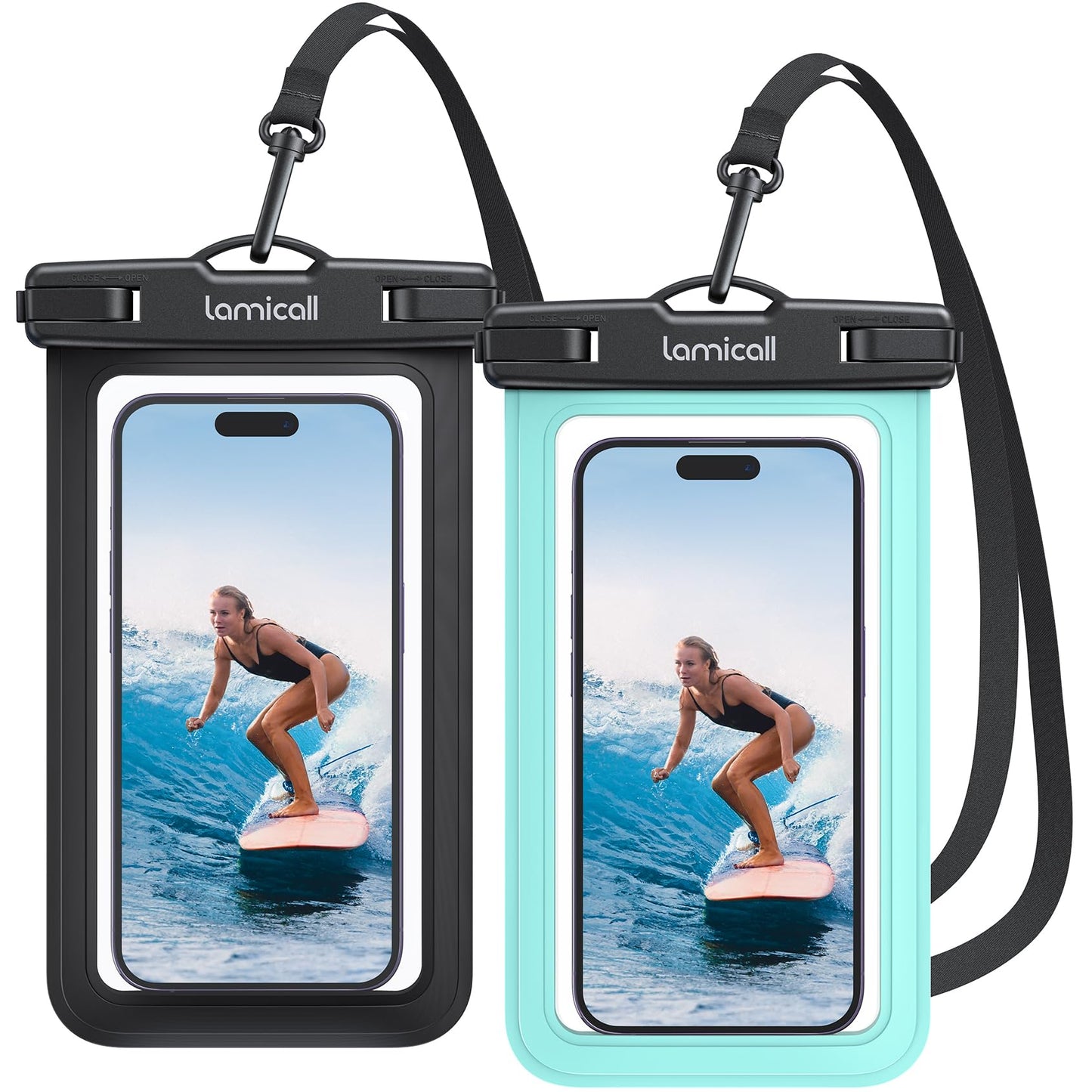 Waterproof Phone Pouch Case - [2 Pack] IPX8 Beach & Cruise Essentials, Touch Screen, Easy Lock, Cell Phone Dry Bag for iPhone 17 16 15 14 13 12 11 Pro Max Plus, Galaxy S25, fit 7" with Case