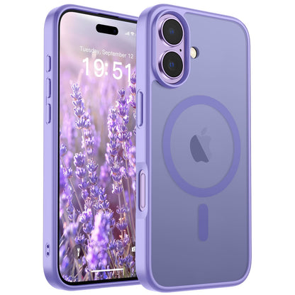 Magnetic for iPhone 14 Case & iPhone 13 Case (Compatible with MagSafe)(Military Grade Drop Protection) Translucent Matte Shockproof Phone Cover,Black