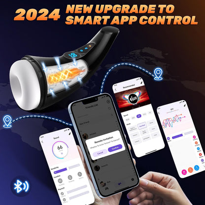 Sex Toys for Men Male Masturbator - APP Control Adult Toys Male Masturbators Penis Pump with 9 Sucking & 9 Vibrating, 3D Textured Sleeve Heating Blowjob Mens Sex Toy, LCD Display Pocket Pussy for Men