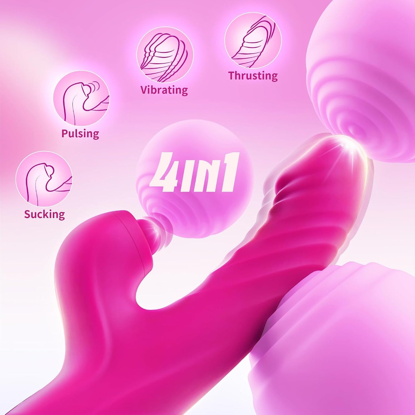 Adult Rabbit Vibrator Dildo Sex Toy for Women, for Female Couples Pleasure | 10 Vibrating & 7 Thrusting Modes, 5 Pulsing Modes, G Spot & Clitoral Stimulation, Couples Sex Swing Games, AI Sync