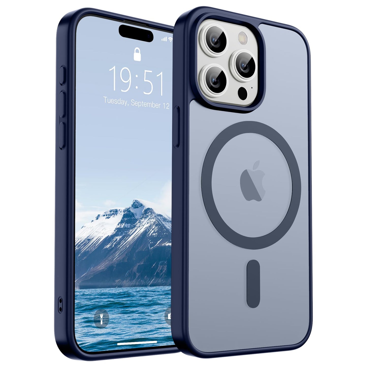 Magnetic for iPhone 14 Case & iPhone 13 Case (Compatible with MagSafe)(Military Grade Drop Protection) Translucent Matte Shockproof Phone Cover,Black