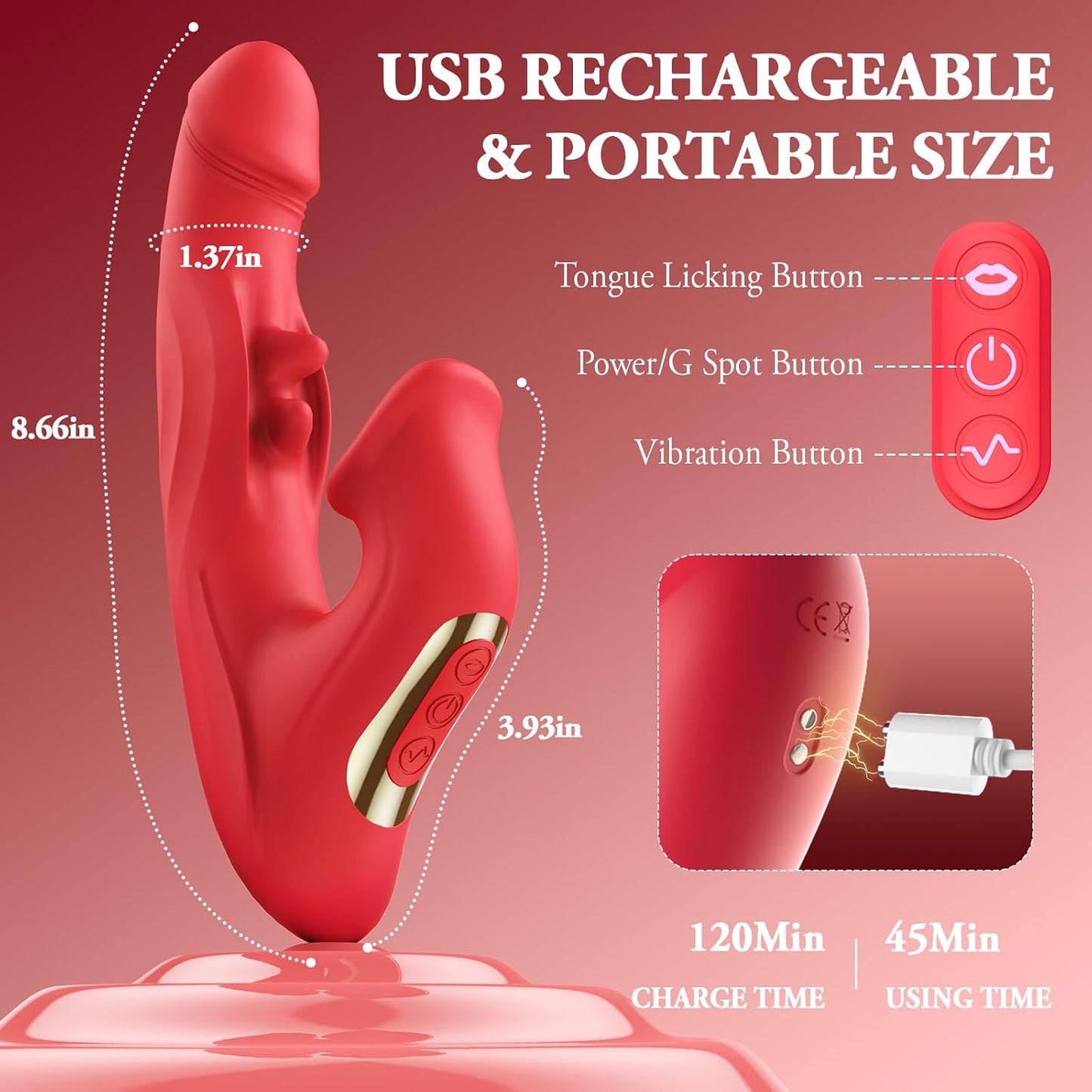 Thrusting Dildo Vibrator Women Sex Toys – Dildos Adult Sex Toy G Spot with Wiggle 10 Thrusting– Vibrating – Tongue Licking Modes, Rechargeable Rabbit Vibrators for Female Couples Games
