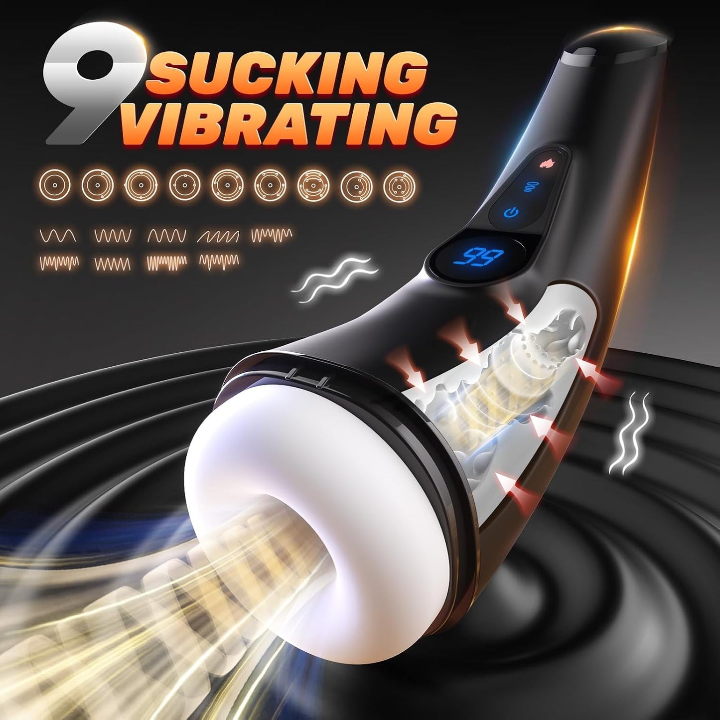 Sex Toys for Men Male Masturbator - APP Control Adult Toys Male Masturbators Penis Pump with 9 Sucking & 9 Vibrating, 3D Textured Sleeve Heating Blowjob Mens Sex Toy, LCD Display Pocket Pussy for Men